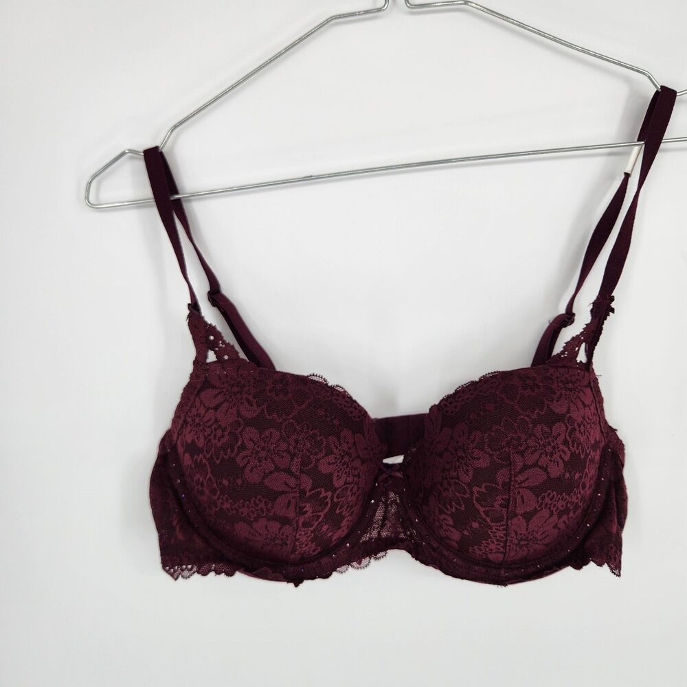 Victoria's Secret 34C Winter Wine Push Up Balconette Lace Bra NWT